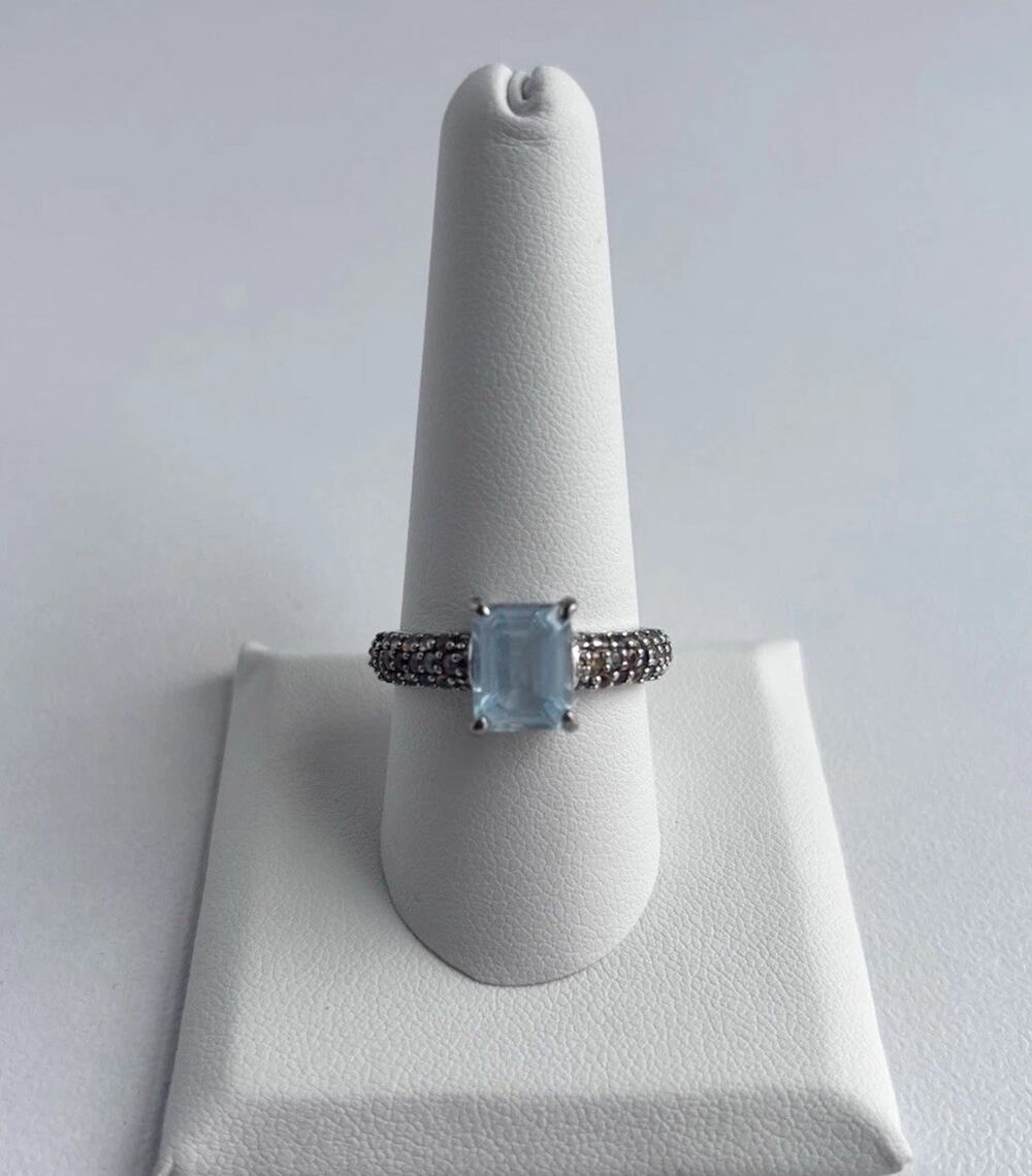 Rarities Carol Brodie 925 Sterling Silver Sky Blue Topaz Sapphire Ring Sz 10